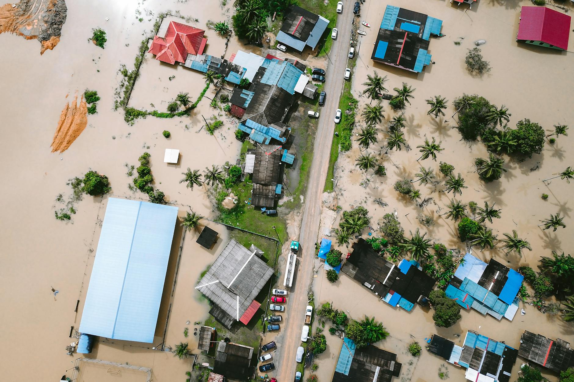 buildings covered with the water
